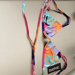 Boohoo bright tropical bikini